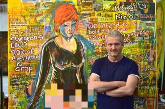 Russell-Haines-with-one-of-his-portrait-from-the-State-of-the-Nation_censored